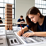 **Architectural Education:** Students studying architectural design, building technology, urban planning, and architectural law. Focused and diligent, achieving good grades.