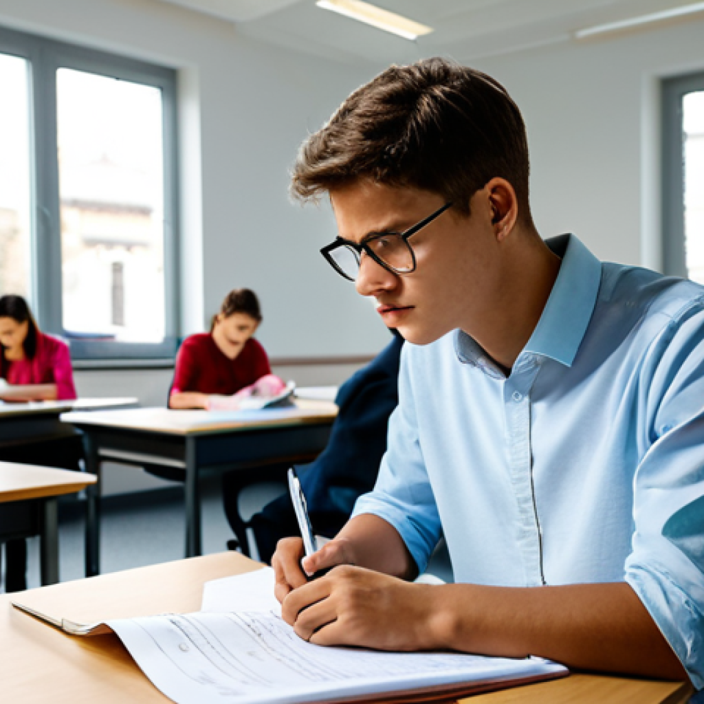 건축 실기 시험 후 복기하기 - **Subject:** An architecture student reviewing an exam paper.
**Description:** A fully clothed a...