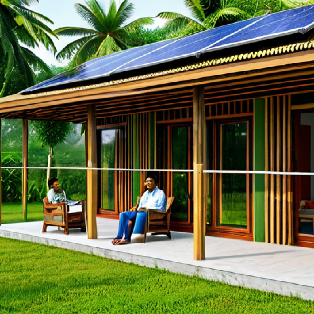 건축 설계와 도시 재생 프로젝트 - Modern Sustainable Home**
A modern, eco-friendly home in a rural Bengali setting, fully clothed fam...