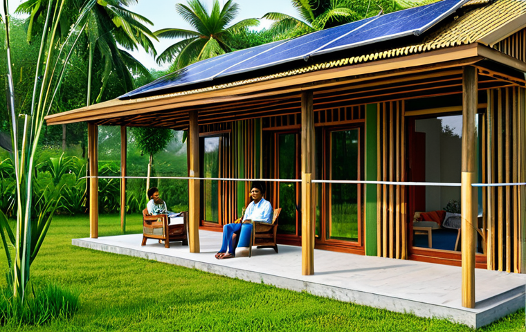 건축 설계와 도시 재생 프로젝트 - Modern Sustainable Home**
A modern, eco-friendly home in a rural Bengali setting, fully clothed fam...