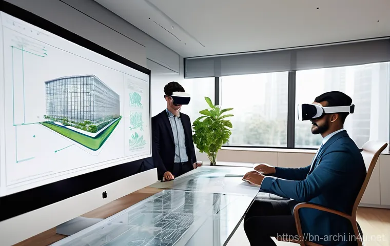 건축 실무에서 학습 곡선 관리하기 - **Innovative Architectural Design Studio:** A diverse team of 3-4 architects, professionally dressed...