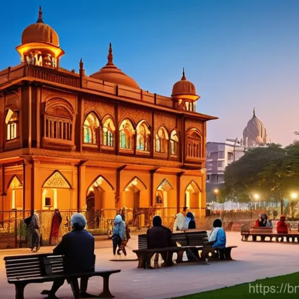 건축 설계와 지역 사회의 상호작용 - **Prompt:** A bustling street scene in a South Asian city, showcasing a blend of architectural style...