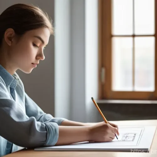 Home 20 건축 실기 시험에서 실수 줄이는 법 - **Prompt 1: Focused Architectural Student at the Drawing Board**
"A young adult female architect...