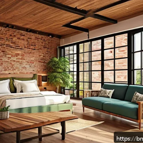 Home 17 건축 실습에서 마감재 선택 팁 - A modern architectural interior featuring sustainable finishing materials: warm FSC-certified wood p...